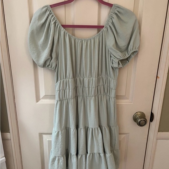Liberty Love Soft Blue Green Summer Mini Dress Size Medium - Picture 3 of 3